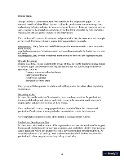 Solution Manual for On Cooking: A Textbook of Culinary Fundamentals, 5th Edition - Page 6 preview image