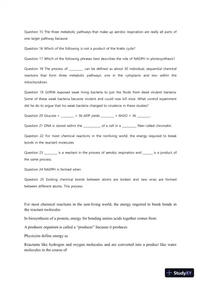 Liberty University BIOL 101 Quiz 3 Complete Solutions Correct Answers Key - Page 3 preview image
