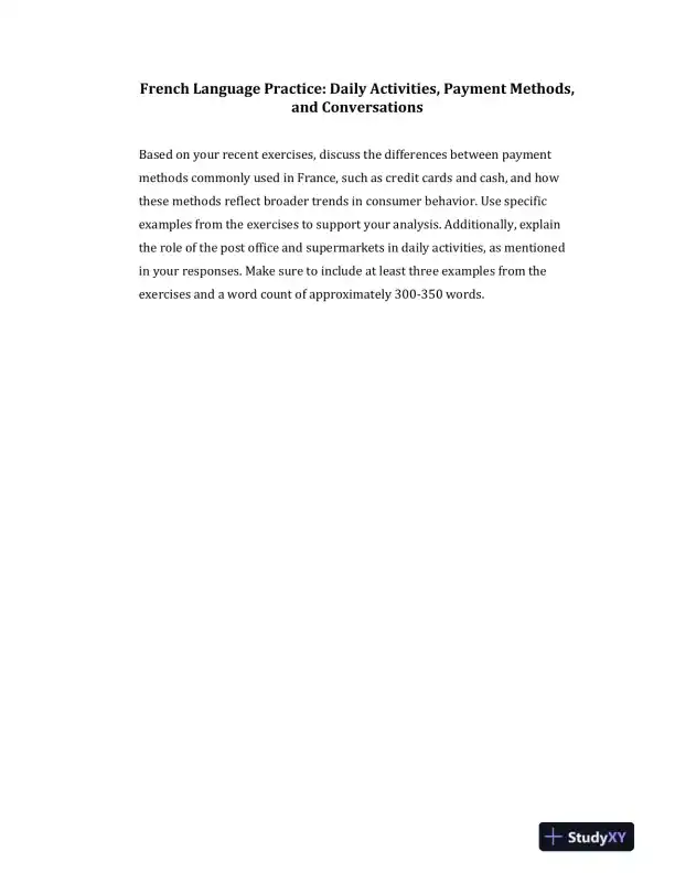 French Language Practice: Daily Activities, Payment Methods, and Conversations - Page 1 preview image