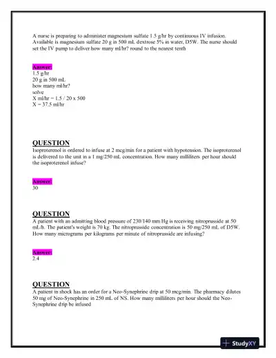 2023-2024 ATI Pharmacology Practice Exam With Answers (120 Solved Questions) - Page 11 preview image