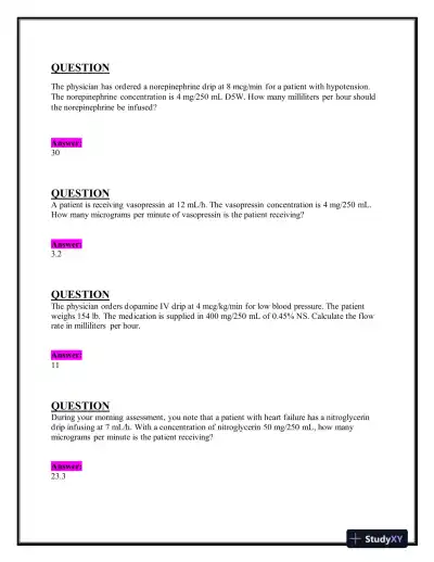 2023-2024 ATI Pharmacology Practice Exam With Answers (120 Solved Questions) - Page 3 preview image