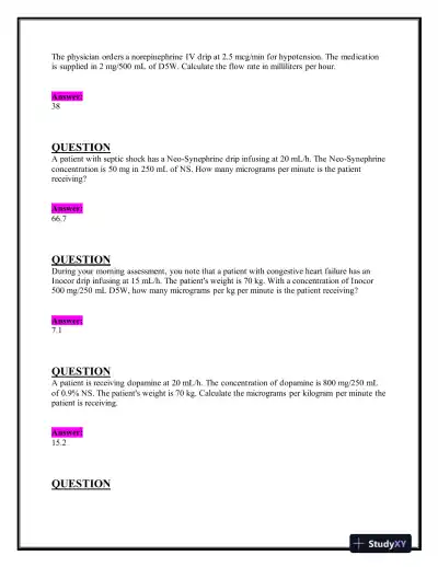 2023-2024 ATI Pharmacology Practice Exam With Answers (120 Solved Questions) - Page 6 preview image