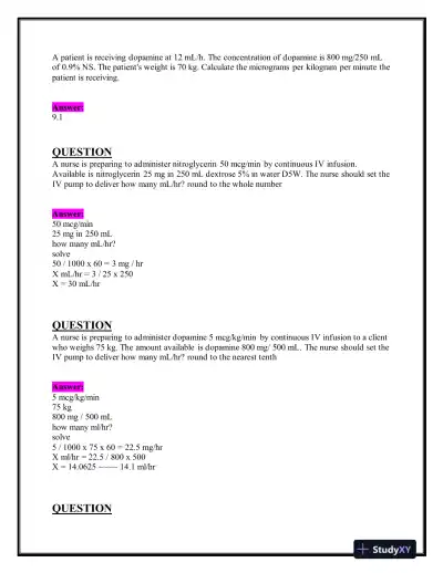 2023-2024 ATI Pharmacology Practice Exam With Answers (120 Solved Questions) - Page 7 preview image