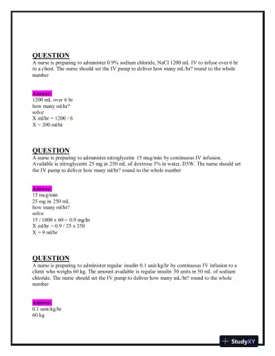 2023-2024 ATI Pharmacology Practice Exam With Answers (120 Solved Questions) - Page 9 preview image