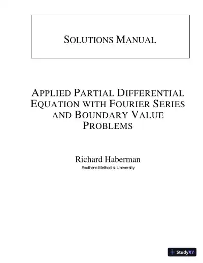 Solution Manual for Applied Partial Differential Equations with Fourier Series and Boundary Value Problems, 5th Edition - Page 1 preview image