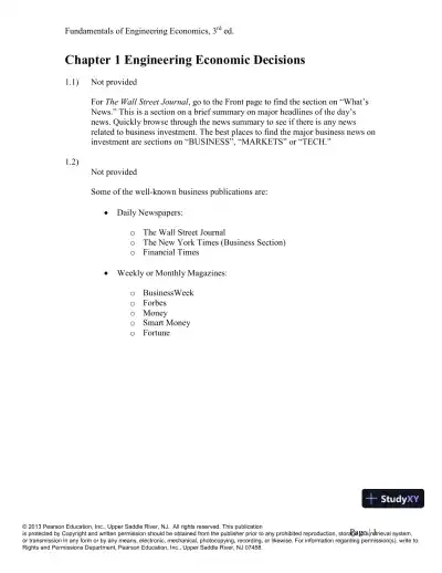 Solution Manual For Fundamentals Of Engineering Economics, 3rd Edition - Page 1 preview image
