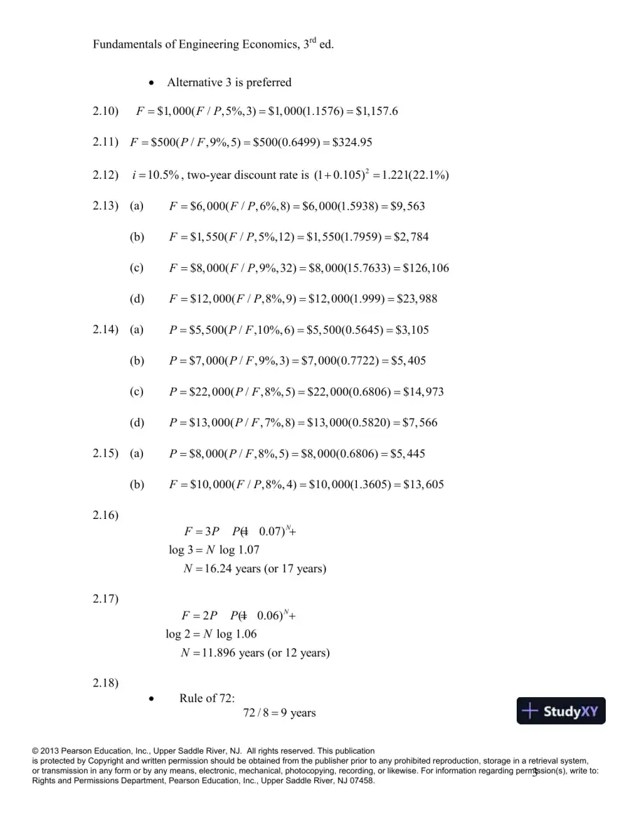 Solution Manual For Fundamentals Of Engineering Economics, 3rd Edition, page 5