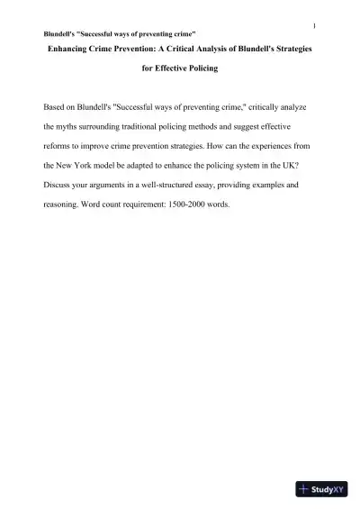 Enhancing Crime Prevention: A Critical Analysis Of Blundell's Strategies For Effective Policing - Page 1 preview image