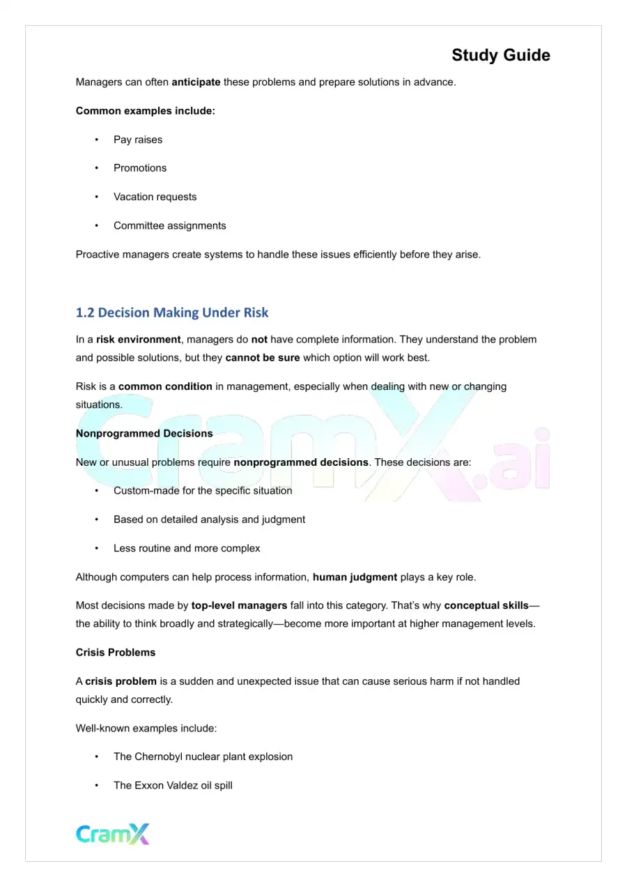 Principles of Management - Decision Making and Problem Solving, page 2
