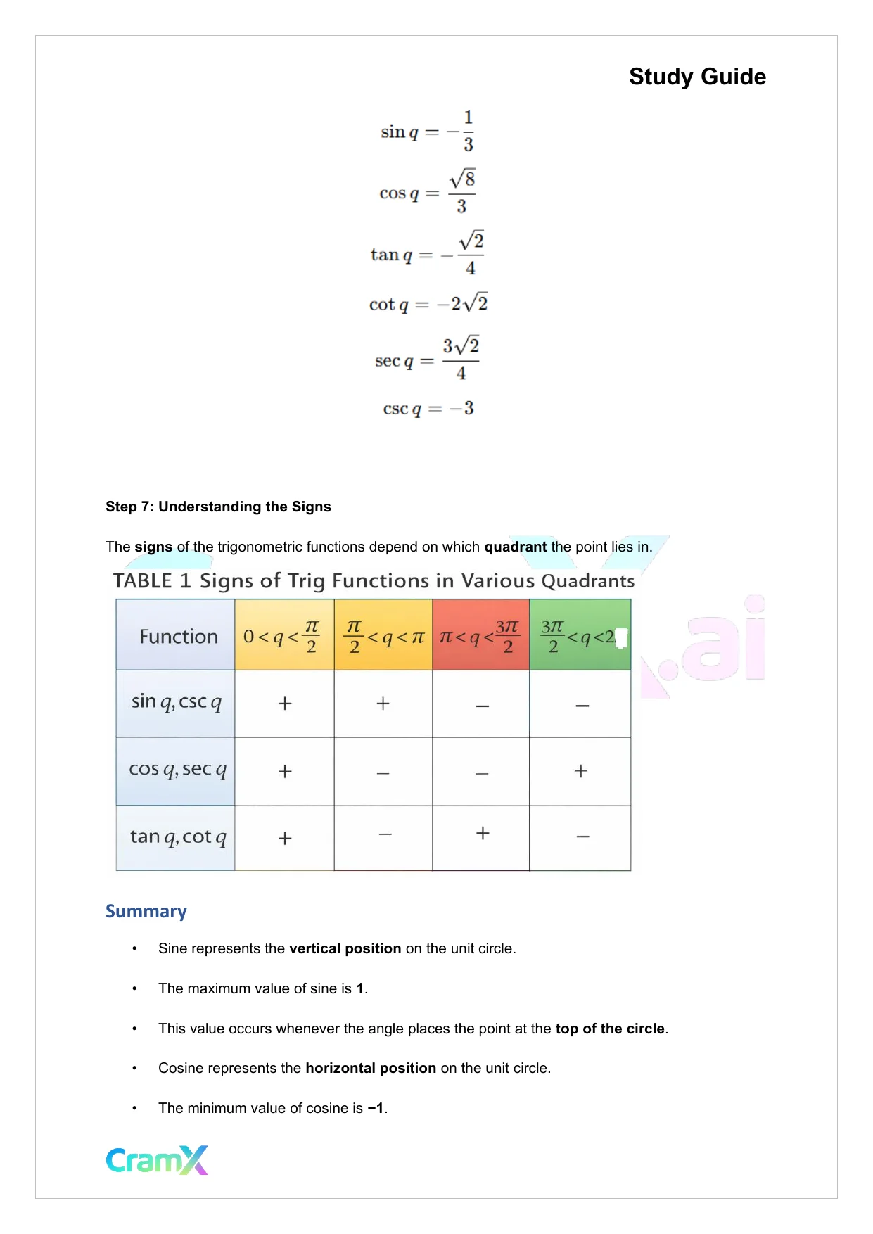 Trigonometry - Graphs of Trigonometric Functions - Page 10 preview image