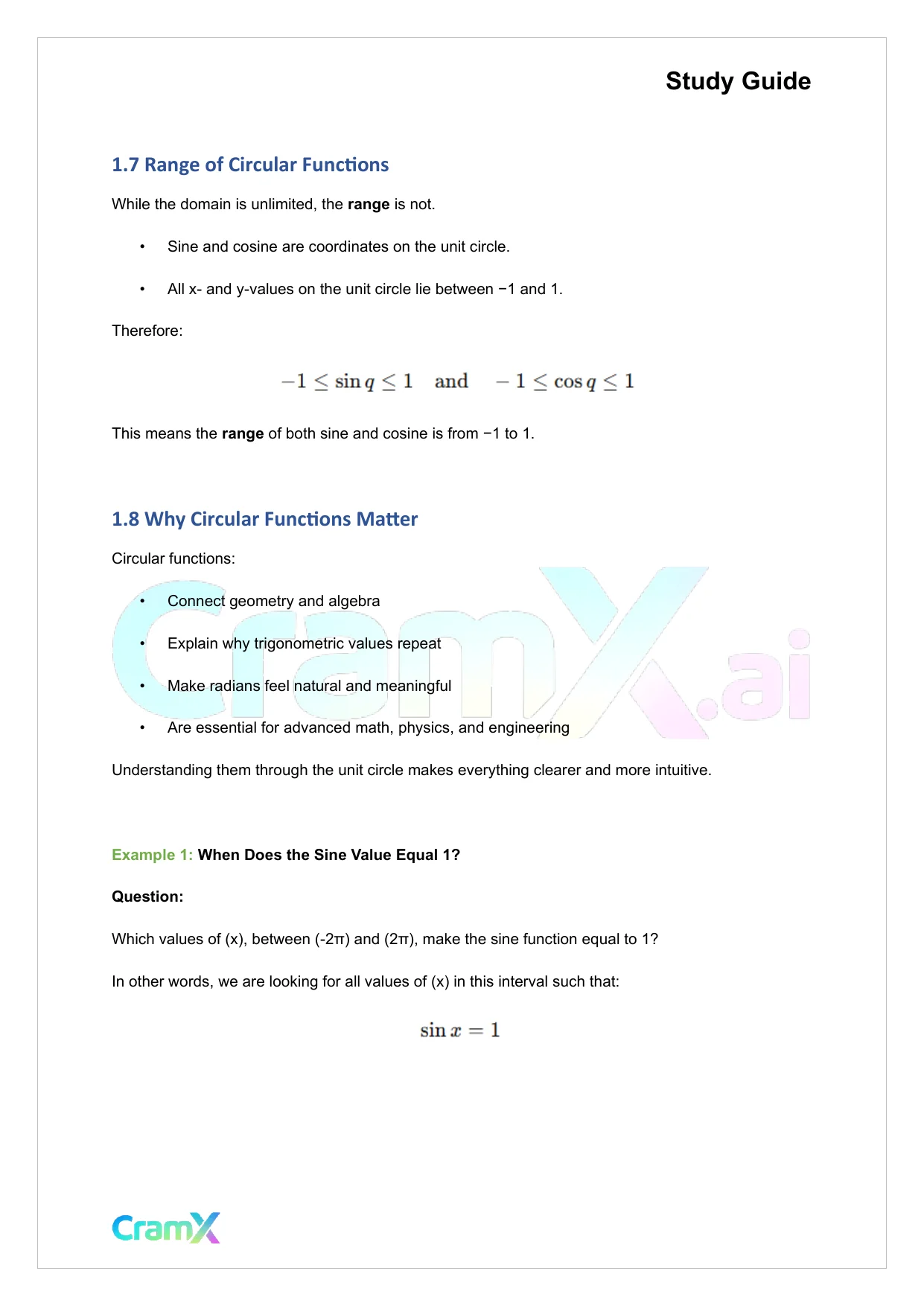 Trigonometry - Graphs of Trigonometric Functions - Page 4 preview image