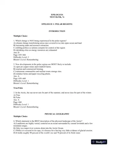 World Regional Geography: Global Patterns, Local Lives Seventh Edition Test Bank - Page 1 preview image