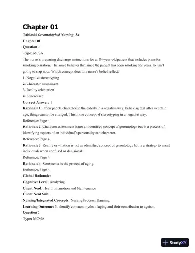 Gerontological Nursing, 3rd Edition Test Bank - Page 1 preview image