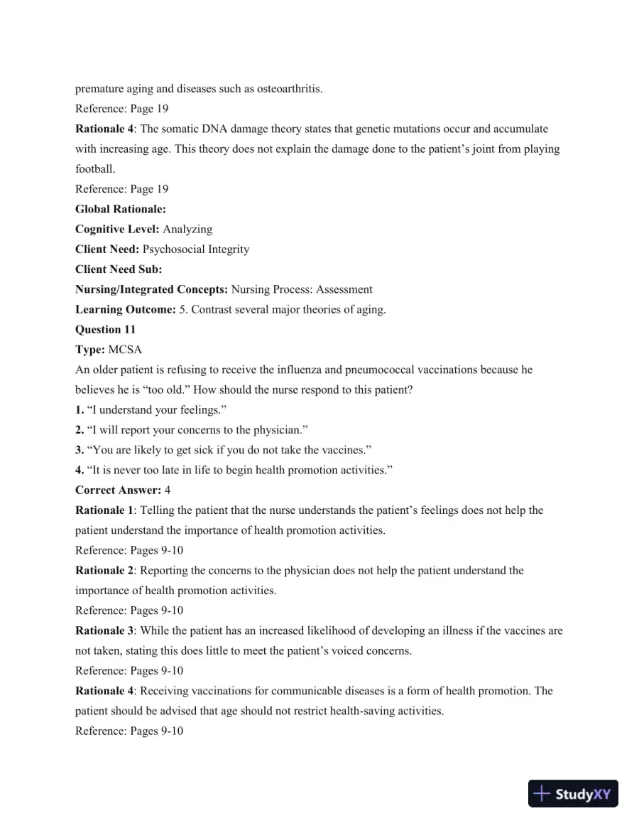 Gerontological Nursing, 3rd Edition Test Bank, page 11