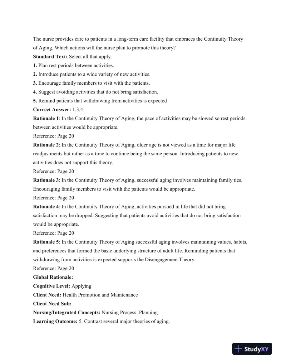Gerontological Nursing, 3rd Edition Test Bank, page 13