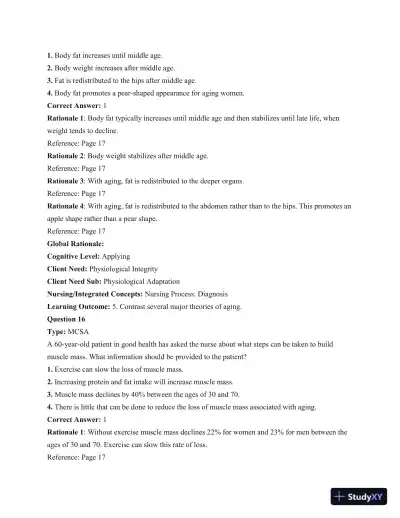 Gerontological Nursing, 3rd Edition Test Bank - Page 15 preview image