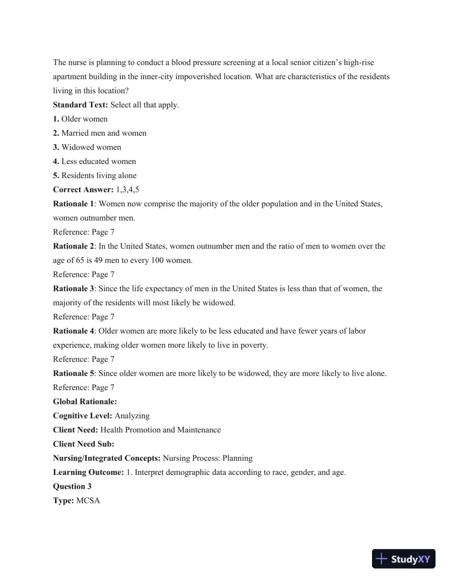 Gerontological Nursing, 3rd Edition Test Bank, page 3
