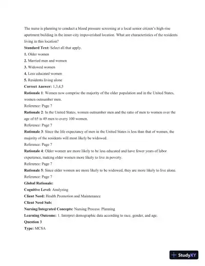 Gerontological Nursing, 3rd Edition Test Bank - Page 3 preview image