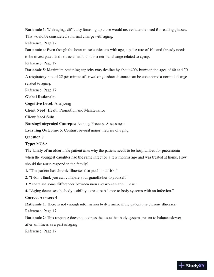 Gerontological Nursing, 3rd Edition Test Bank, page 7