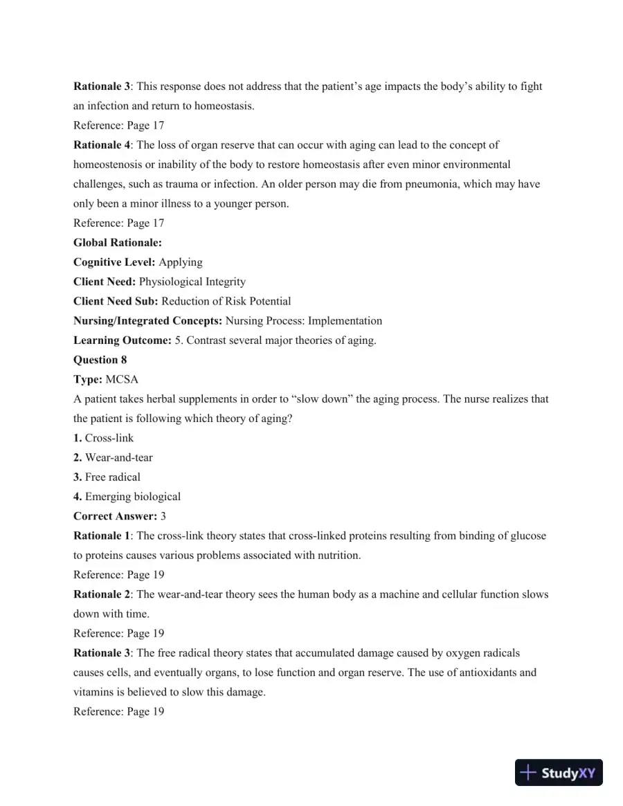 Gerontological Nursing, 3rd Edition Test Bank, page 8