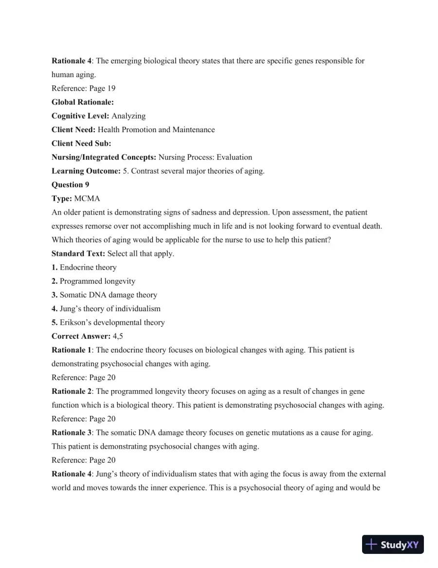 Gerontological Nursing, 3rd Edition Test Bank, page 9