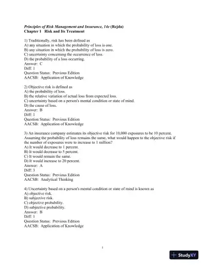 Test Bank for Principles Of Risk Management And Insurance, 14th Edition - Page 1 preview image
