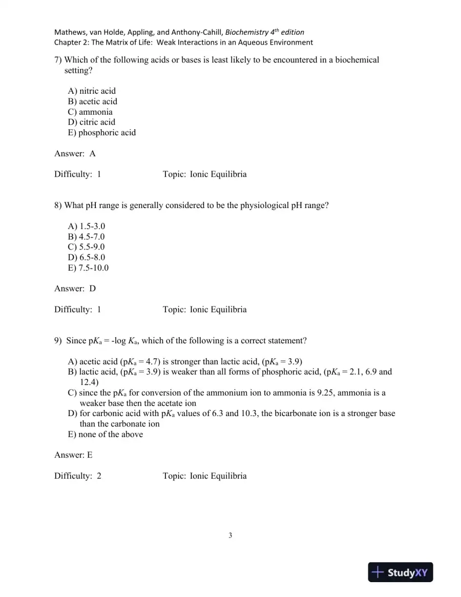 Biochemistry, 5th Edition Test Bank, page 12