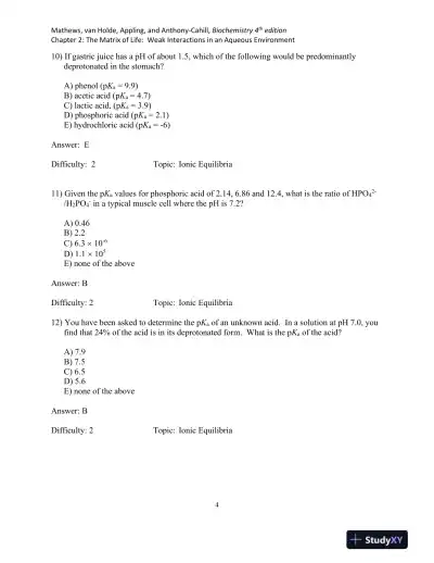 Biochemistry, 5th Edition Test Bank - Page 13 preview image