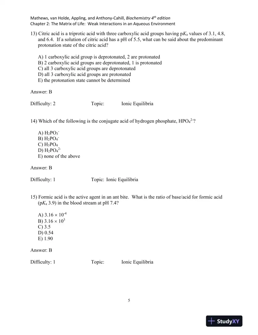 Biochemistry, 5th Edition Test Bank, page 14
