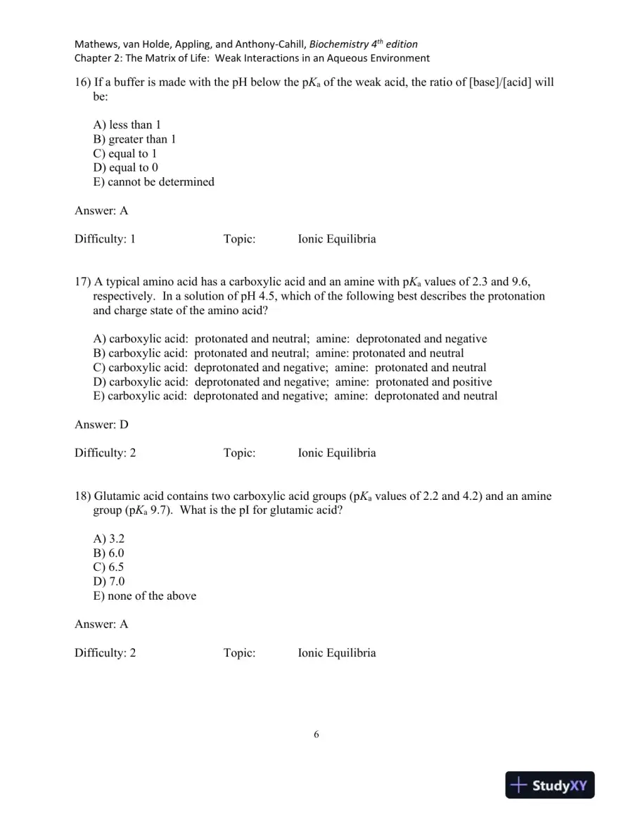 Biochemistry, 5th Edition Test Bank, page 15
