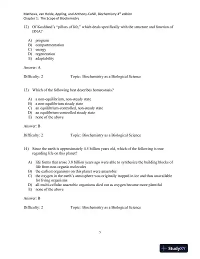 Biochemistry, 5th Edition Test Bank - Page 7 preview image