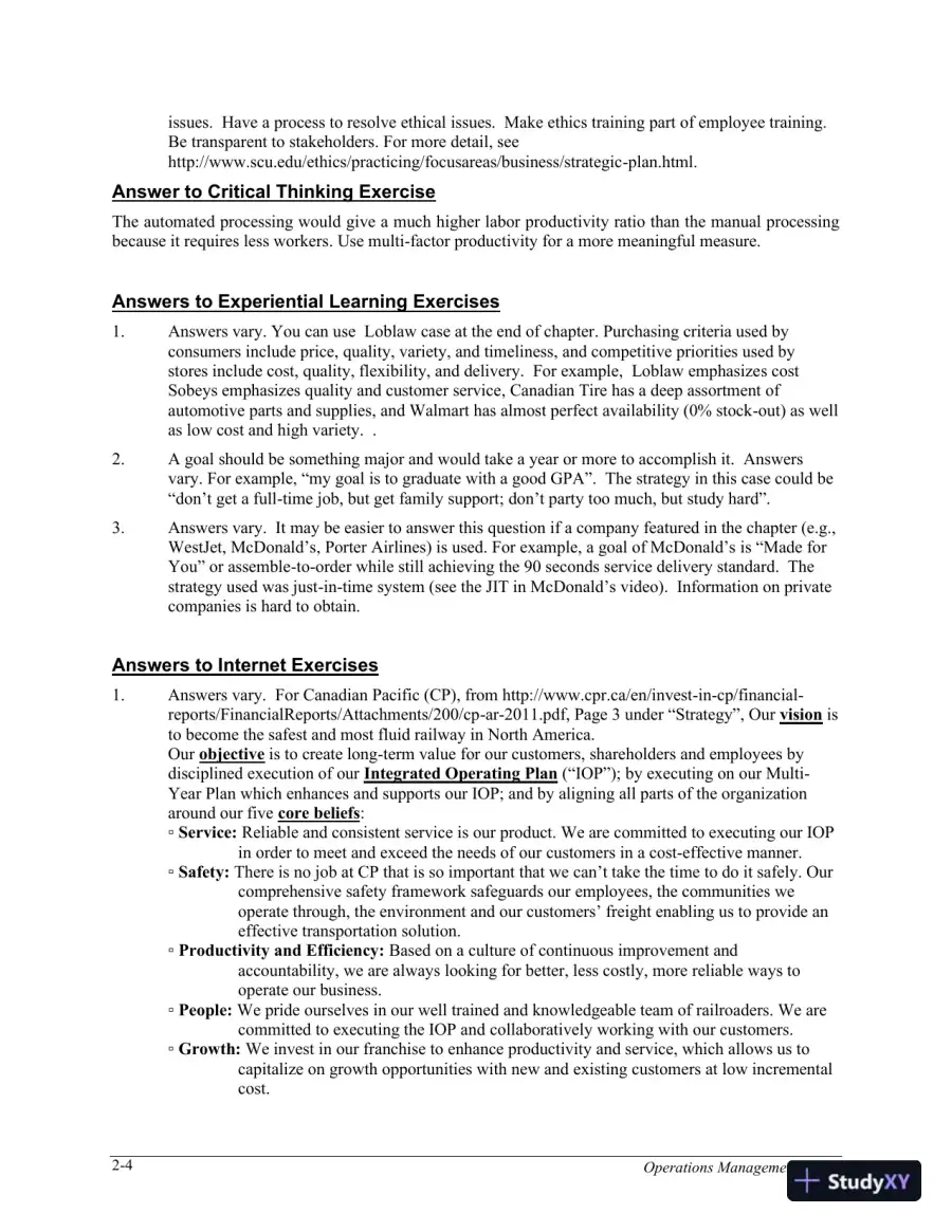 Operations Management, 5th Canadian Edition Solution Manual, page 13