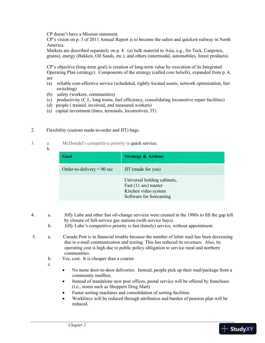 Operations Management, 5th Canadian Edition Solution Manual, page 14