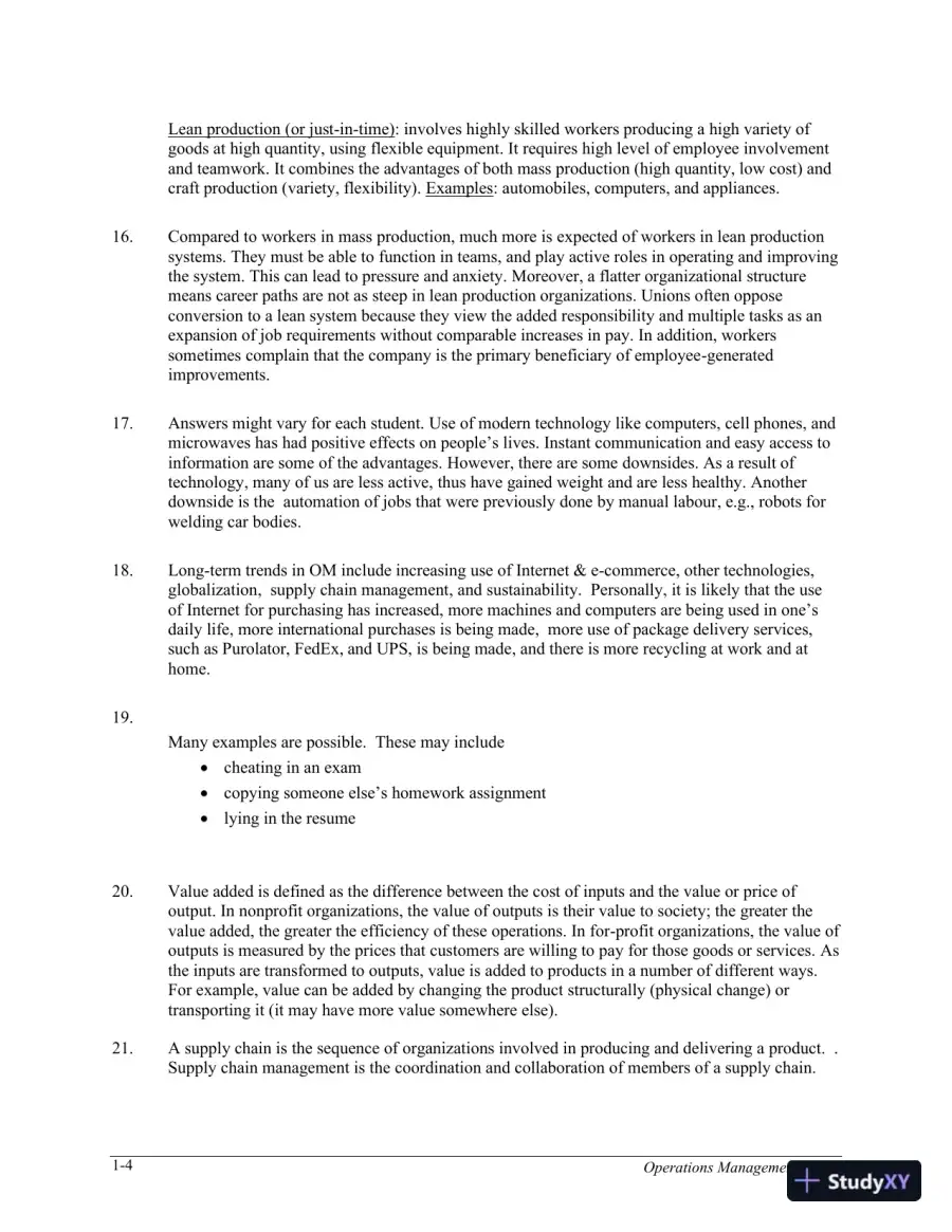 Operations Management, 5th Canadian Edition Solution Manual, page 5