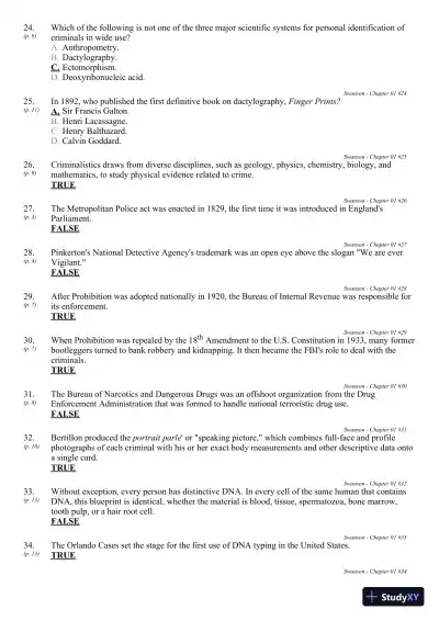 Criminal Investigation 9th Edition Test Bank - Page 11 preview image