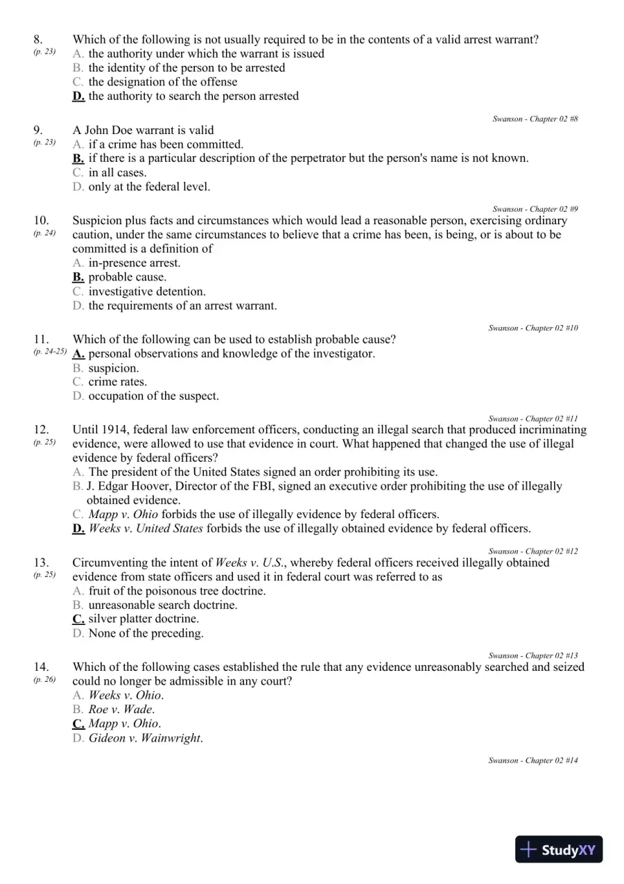 Criminal Investigation 9th Edition Test Bank, page 25