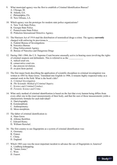 Criminal Investigation 9th Edition Test Bank - Page 3 preview image