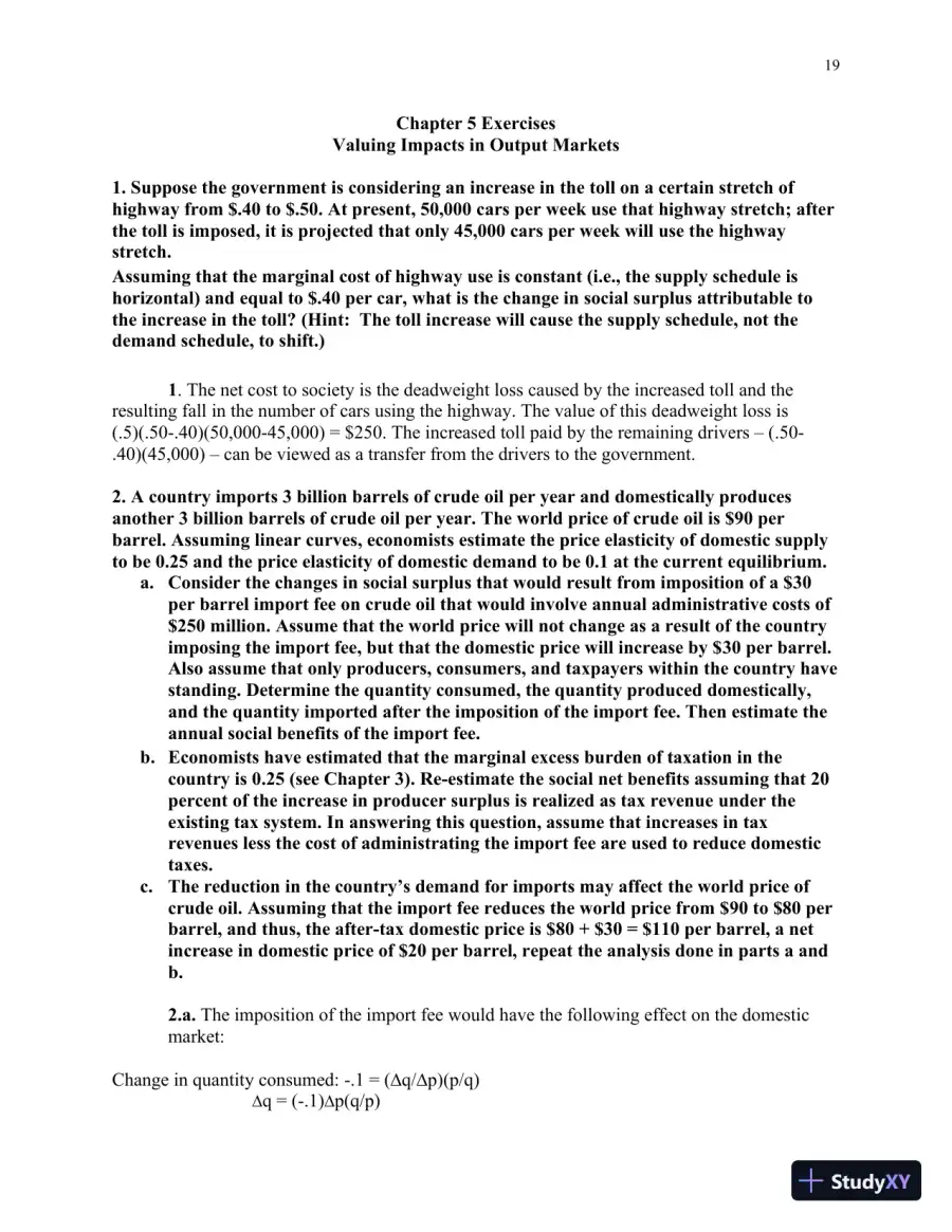 Solution Manual for Cost-Benefit Analysis: Concepts and Practice , 5th Edition, page 20