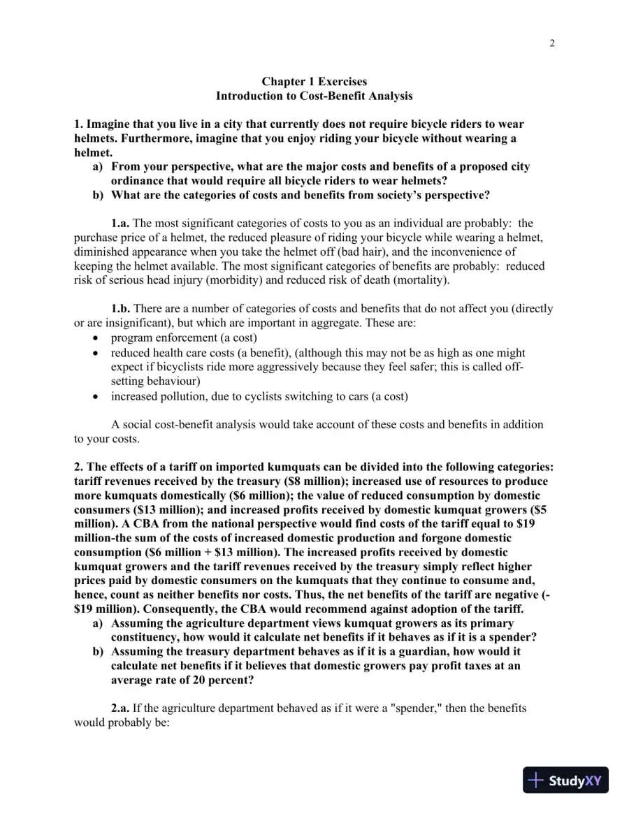 Solution Manual for Cost-Benefit Analysis: Concepts and Practice , 5th Edition, page 3