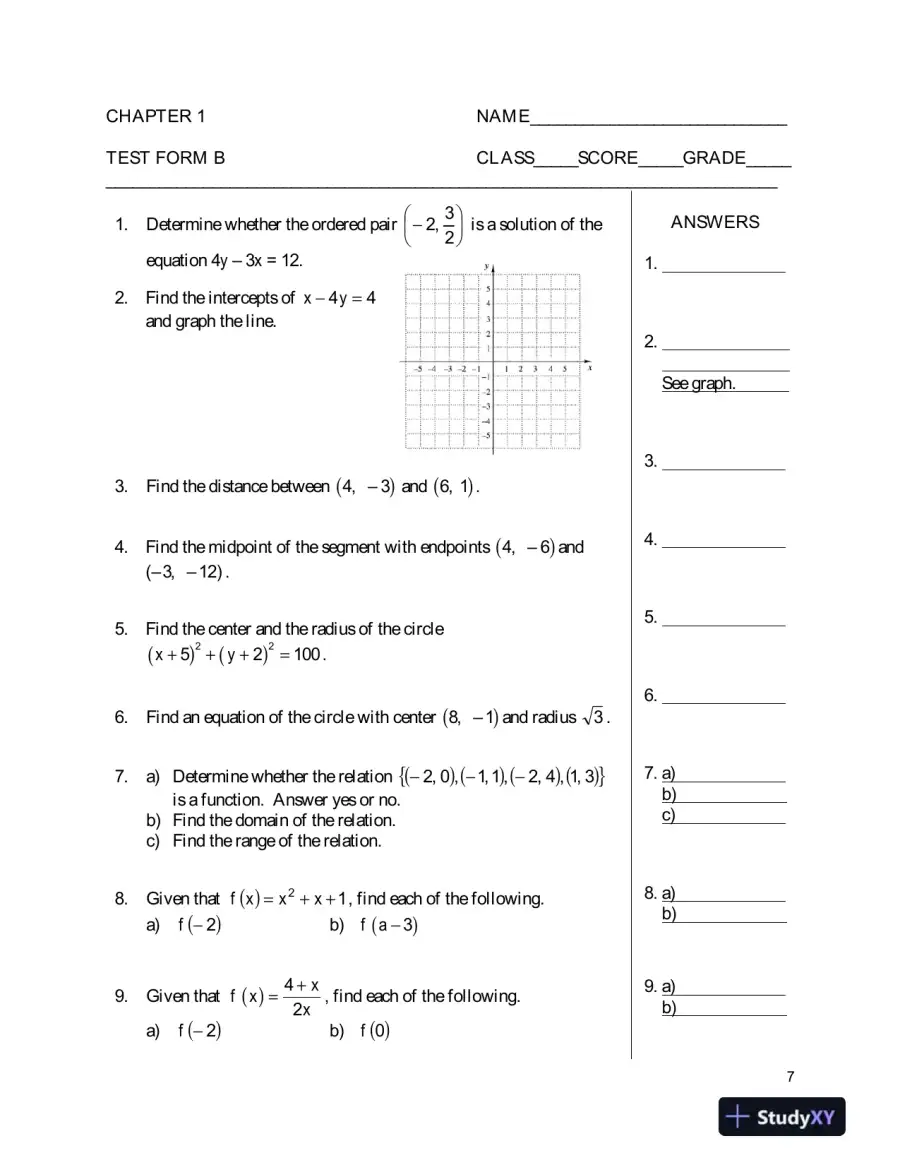 Test Bank for College Algebra, 5th Edition, page 11