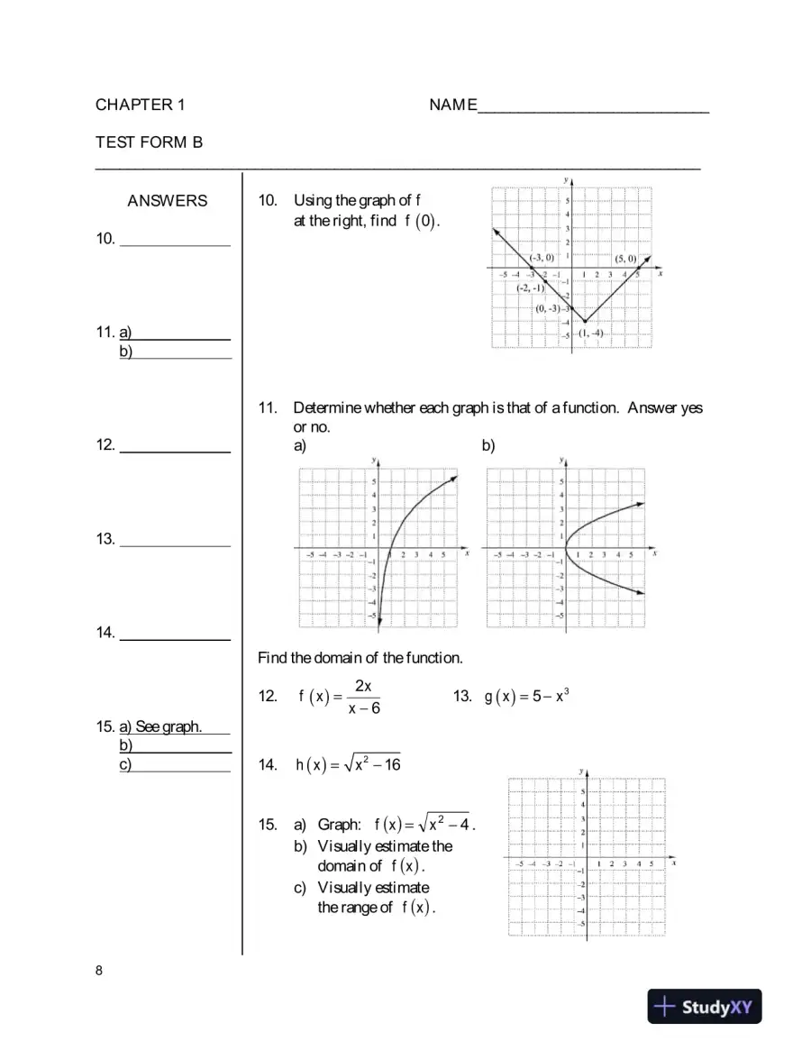 Test Bank for College Algebra, 5th Edition, page 12