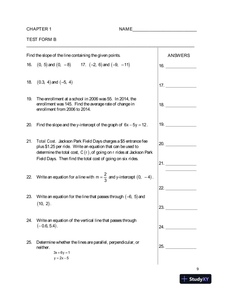 Test Bank for College Algebra, 5th Edition, page 13