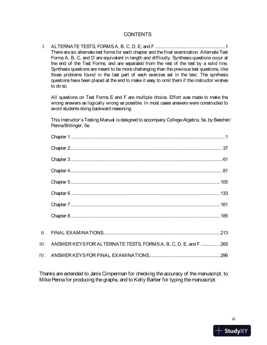 Test Bank for College Algebra, 5th Edition, page 3
