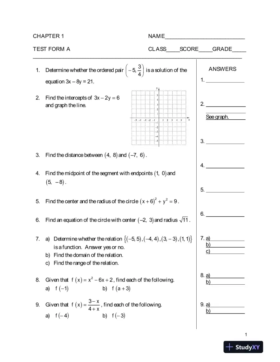 Test Bank for College Algebra, 5th Edition, page 5