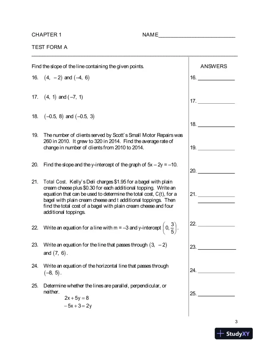 Test Bank for College Algebra, 5th Edition, page 7