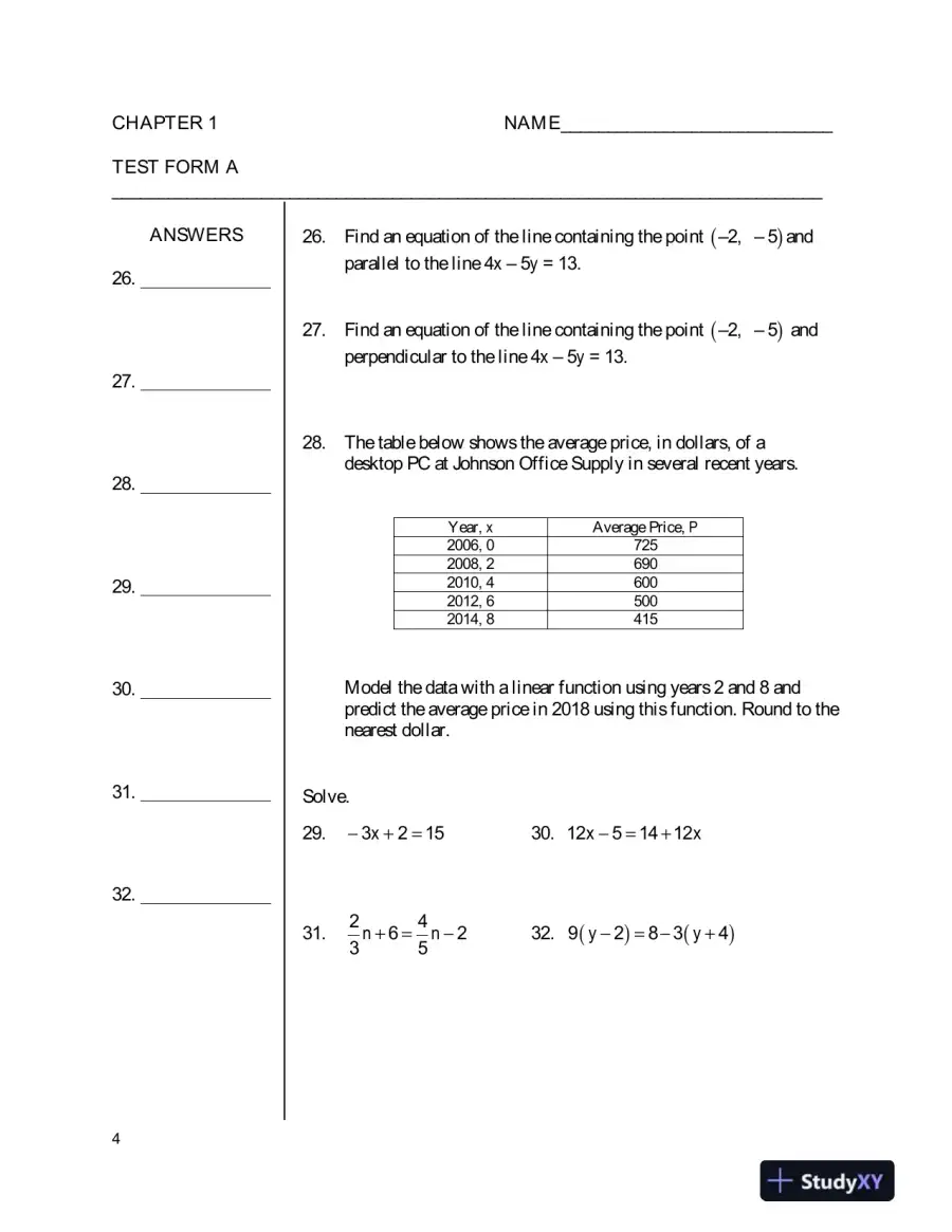Test Bank for College Algebra, 5th Edition, page 8