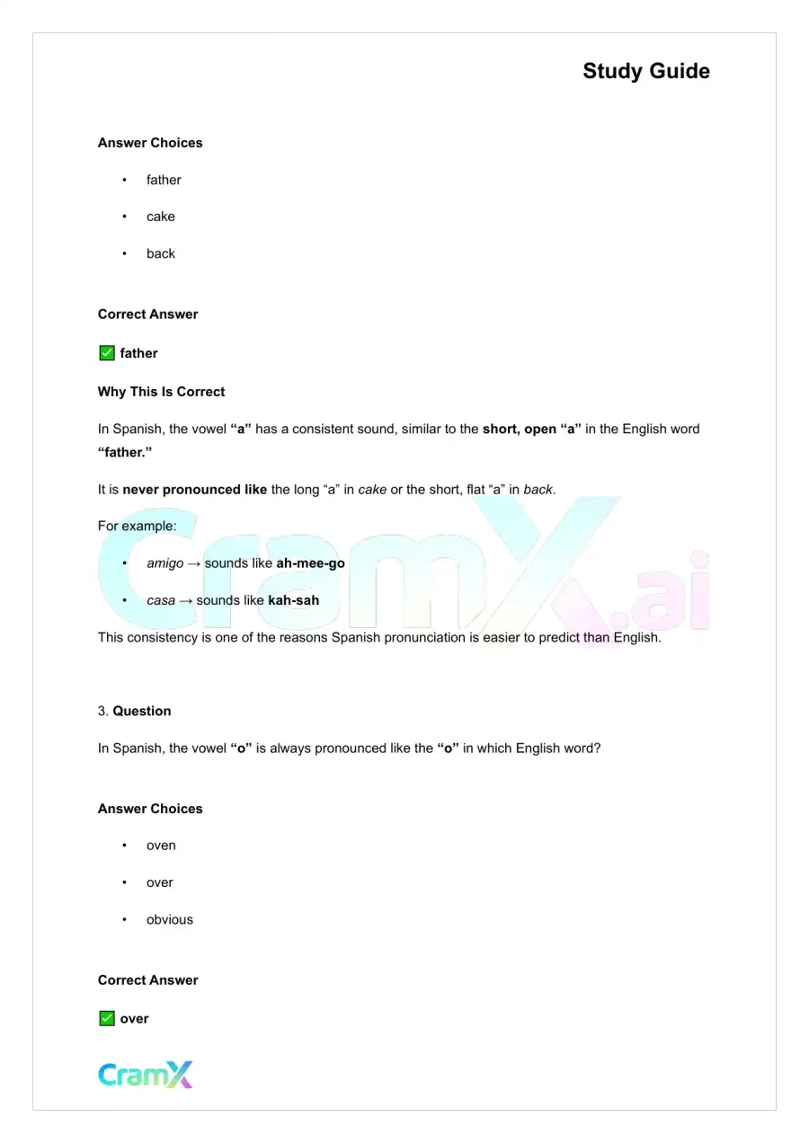 Spanish I - Spelling and Pronunciation, page 2