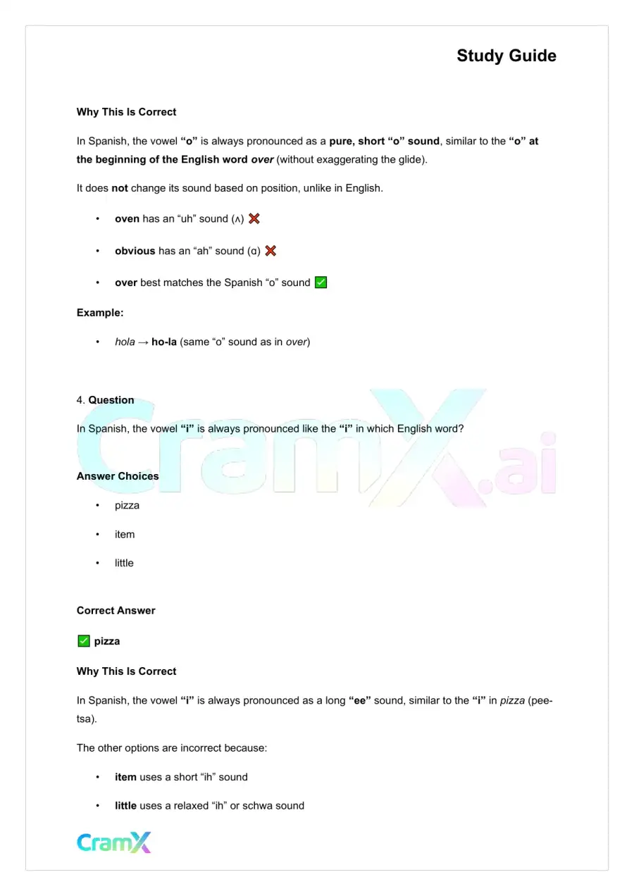 Spanish I - Spelling and Pronunciation, page 3