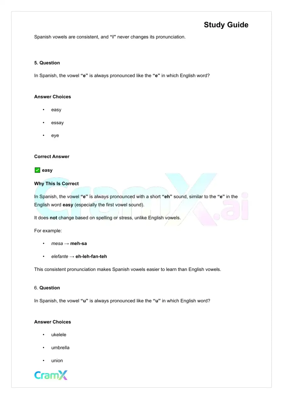 Spanish I - Spelling and Pronunciation, page 4