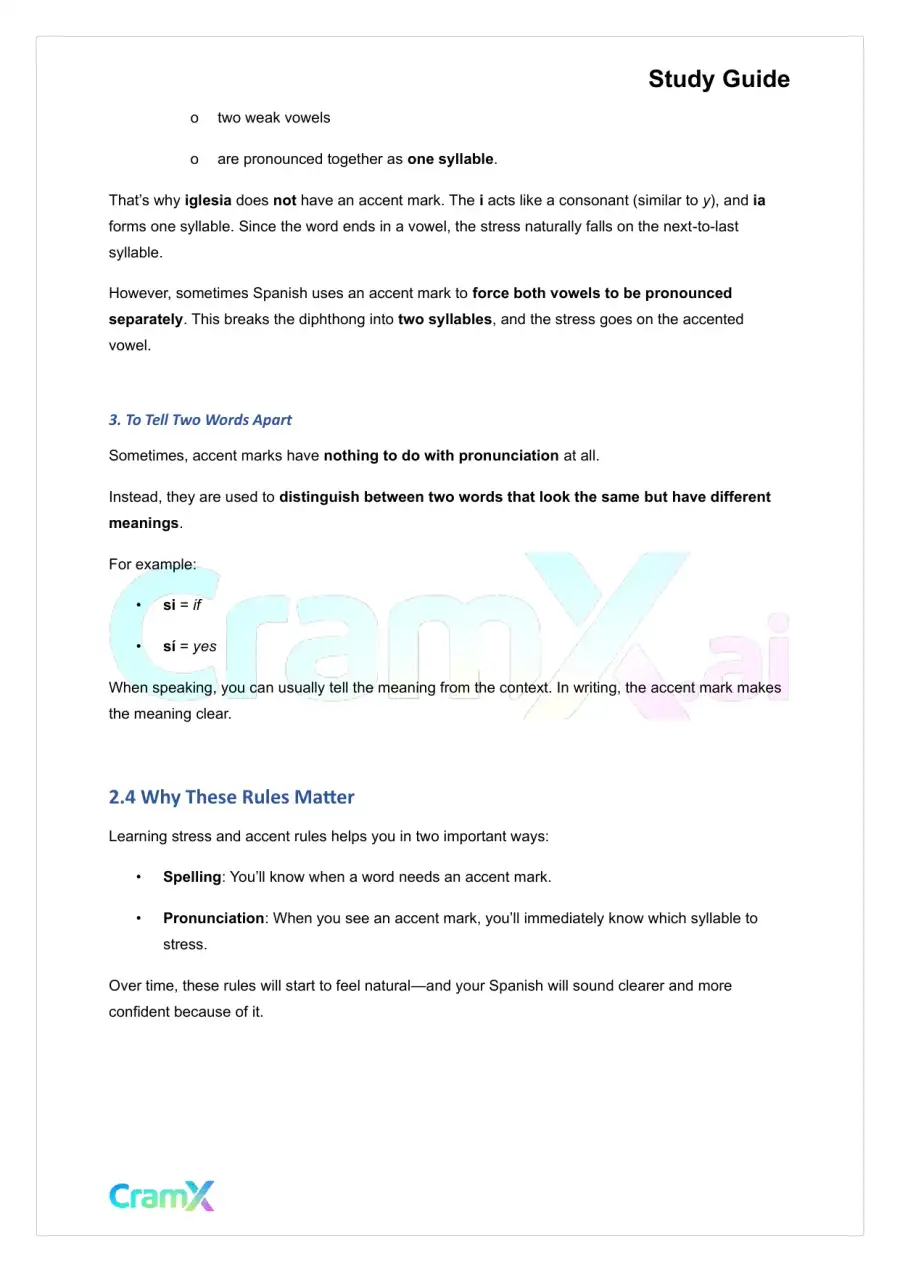 Spanish I - Spelling and Pronunciation, page 7